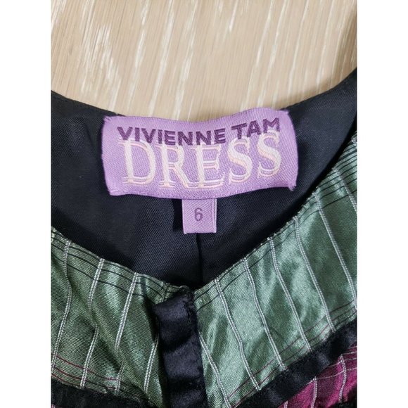 Vivienne Tam Dress 6 Multicolor Silk Cotton Blend Iridescent Shimmer - Picture 4 of 10
